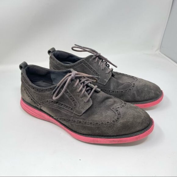 COLE HAAN GRANDEVOLUTION WINGTIP OXFORD SUEDE SIZE 10.5 (C26858) pink soles main image 9